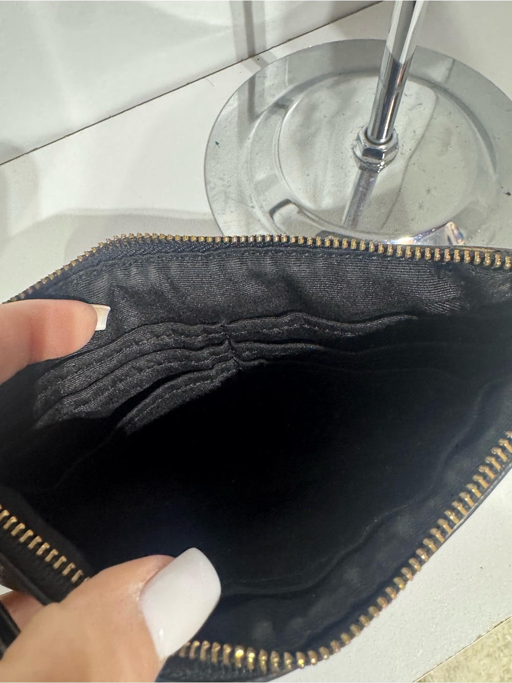 Coach Brown/Black Signature Zip Wristlet with Gold Logo - Picture 3 of 3